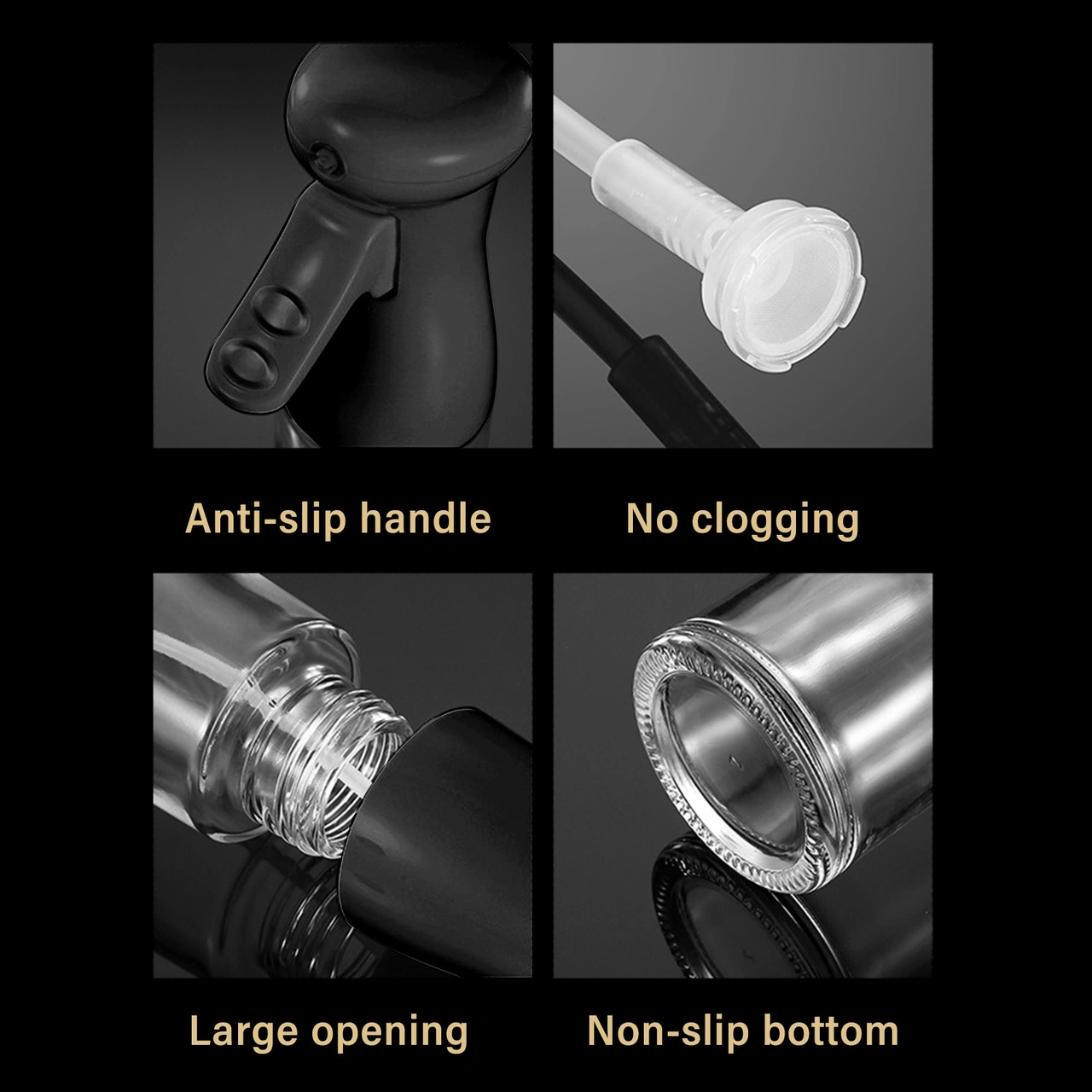 Youtek Siyah Cam Yağ Spreycisi 200ml - İnce Buharlı Nozzle, Anti Kayma Tabanlı, Mutfak, Izgaralar İçin Soya Sos, Sirke Depolama Ve Kontrolü Çok Renkli