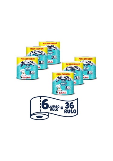 Plus Jumbo Havlu 1 3 Rulo 6 Adet