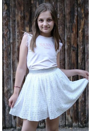 Pamuklu Etek Beyaz Nanna Fashion 2022-G-0007