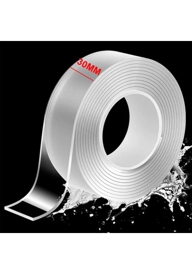 Genişlik Çift Taraflı Bant Şeffaf Su Geçirmez Yeniden Kullanılabilir Nano Bant Güçlü Yapışkan Tutkal Araba Süs Mutfak Banyo 1 Meter&30mm