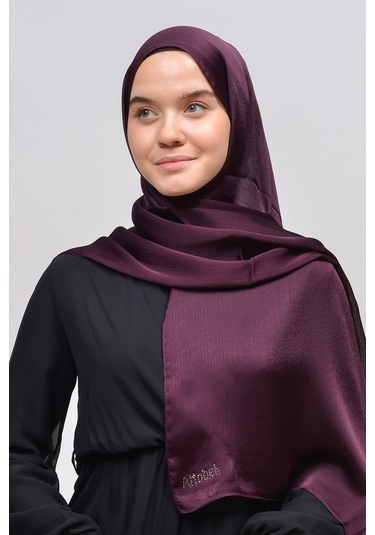 Altobeh Janjan Şık Parlak Saten Dokulu Kadın Tesettür Abiye Şifon Şal - Mürdüm