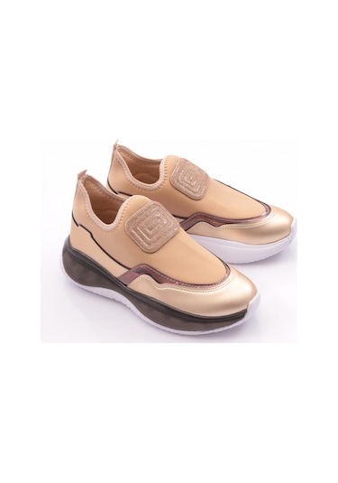 Dgn 2067 Kadin Üstü Taş Süslemeli Spor Ayakkabi 2067-2026-R0152 Bej