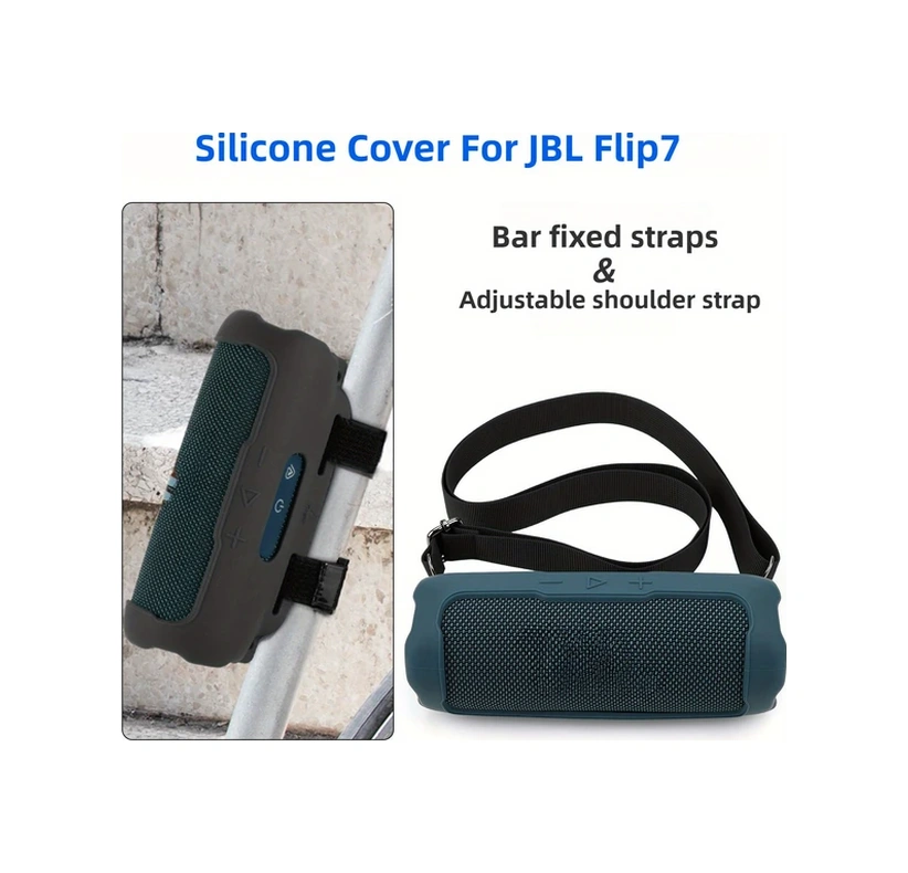 Willowhaven Jbl Flip7 Hoparlör Silikon Kılıf 2 Kayış Ve Omuz Askılı Taşıma Kılıfı Mavi