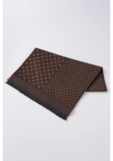 İnce Dokulu Puantiyeli Viskon Şal Kaşkol Atkı Kahverengi