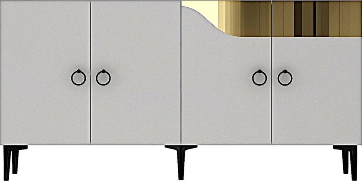 Ka1514bg Gama150 Konsol, Kahve Köşesi, Tv Sehpası Beyaz-gold 150cm Beyaz