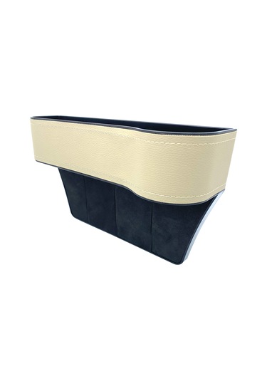 Wezone Araba Koltuk Aralığı Pu Deri Depolama Kutusu, Telefon Usb Şarjlı, Araç İç Çeşitli Eşyalar İçin Konforlu Saklama, Bej Yolcu Tarafı