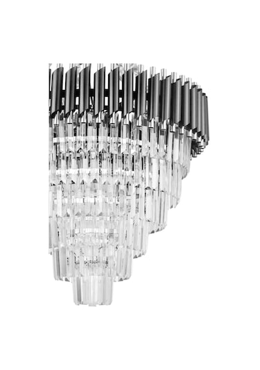 Palmira 60 Cm'lik Kristal Taşlı Lüks Avize 6'lı - Siyah-krom Siyah-Krom