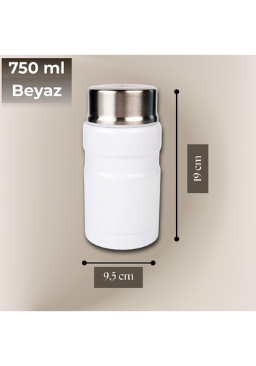 750 Ml Paslanmaz Çelik Yemek Termosu-çelik Kaşıklı,beyaz Beyaz