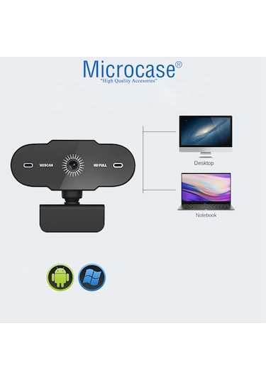Microcase 1080p 360 Dönerli Mandal Kıskaçlı Full Hd Webcam Kamera Zr807 - Al5149