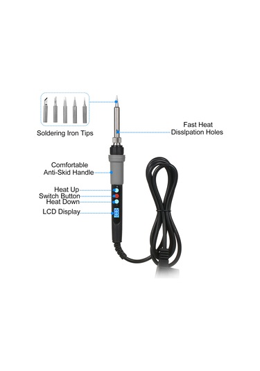 Yifomall 90w Dijital Lcd Kaynak Demiri Seti - Programlanabilir Sıcaklık Ayarı, Otomatik Uyku Modu, Büyük Destek Ve Tam Zımba Takımı Eu Standartı