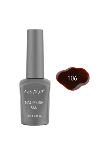 Alix Avien Kahverengi Koyu Kırmızı Kalıcı Oje 106-yoğun Renk Veren Jel Oje 12 Ml-nail Uv Gel Polish 106