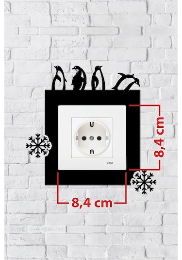 Penguen Tasarım Priz Çerçevesi İç Ölçü 8,4x8,4 Cm Dekoratif Priz - Anahtar Çerçevesi - Duvar Susu Siyah