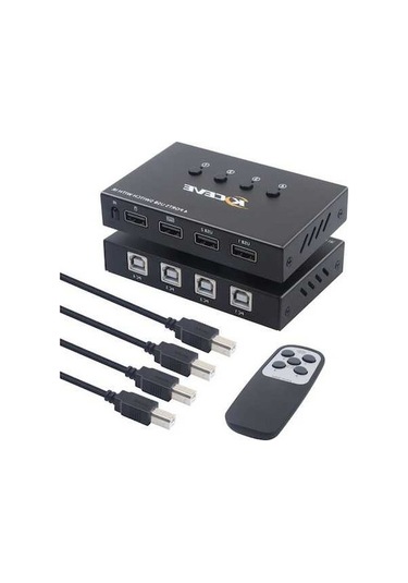 Pazly 4 Bilgisayar Paylaşımı Usb Switcher, Uzaktan Kumanda Kvm Adaptörü, Fare, Klavye, Yazıcı, U Disk