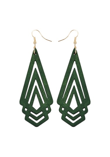 1 Çift Doğal Ahşap Küpe Geometik İçi Boş Üçgen Kişilik Kadın Için Basit Moda Takı, Metal Renk: Beyaz