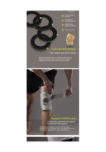 Spor Dizlikler, Açık Hava Basketbolu, Koşu, Bisiklet, Dağcılık, Nefes Alabilen Destek, Günümüzde Kaymaz Dizlikler-gri Gri