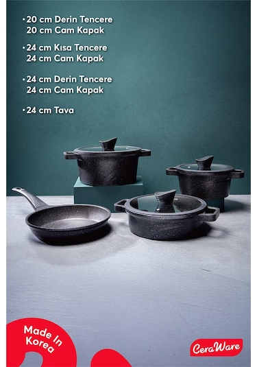Ceraware Vetta 10 Parça Megastone Kaplama Yapışmaz Tencere Tava Seti