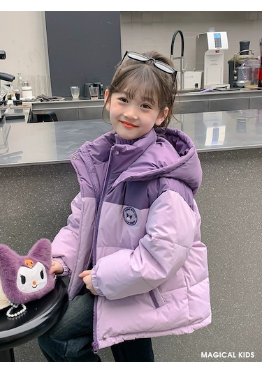 Snapbuy Kız Çocuk Kışlık Mont Kuromi Desenli Şık Ve Rahat Pamuklu Dolgulu Ceket Mor