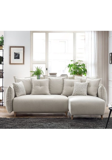 Puffy Sandıklı Köşe Koltuk Krem Sağ Köşe Krem