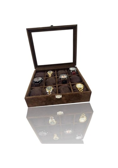 Richbo x 12'li Saat Kutusu Süet Kahve