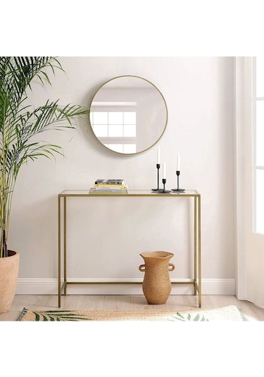 Canvas Metal Dresuar Dekoratif Kahve Köşesi Konsol Gold