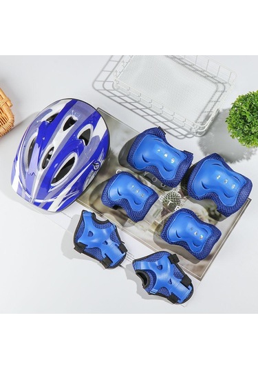 Siyah Spor Çocuklar Paten Bisiklet Emniyet Kask Güvenlik Görevlisi Diz Dirsek Pedi Bisiklet Kask Koruma Siyah