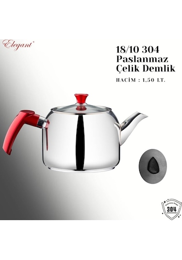 Mirage Aile Boy Bakalit Kulplu Çaydanlık Takımı - Kırmızı Kırmızı