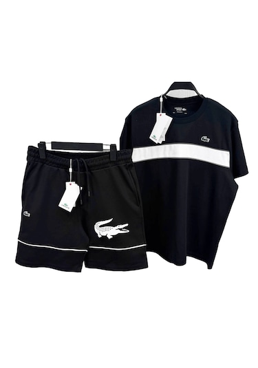 Lacoste Yazlık Erkek 2"li Takım Şort T-shirt Siyah