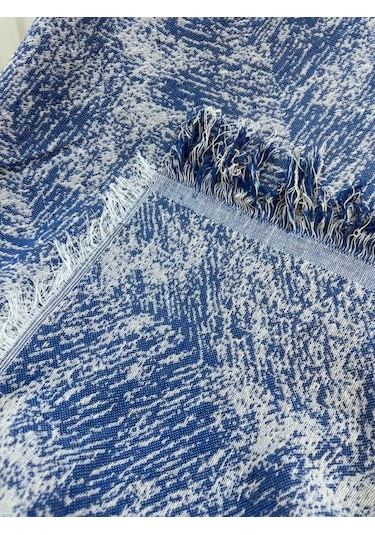 Özlü Home Pamuklu Koltuk Çekyat Örtüsü 170x220 Alaca Saks Mavisi Koltuk Şalı Saks Mavisi