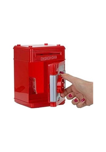 Kişiye Özel Şifreli Otomatik Kağıt Para Alan Kasa Kumbara Kırmızı