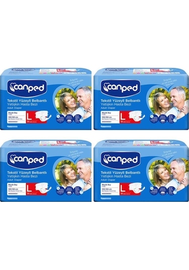 Canped Tekstil Yüzeyli Belbantlı Hasta Bezi L 4 x 30'lu