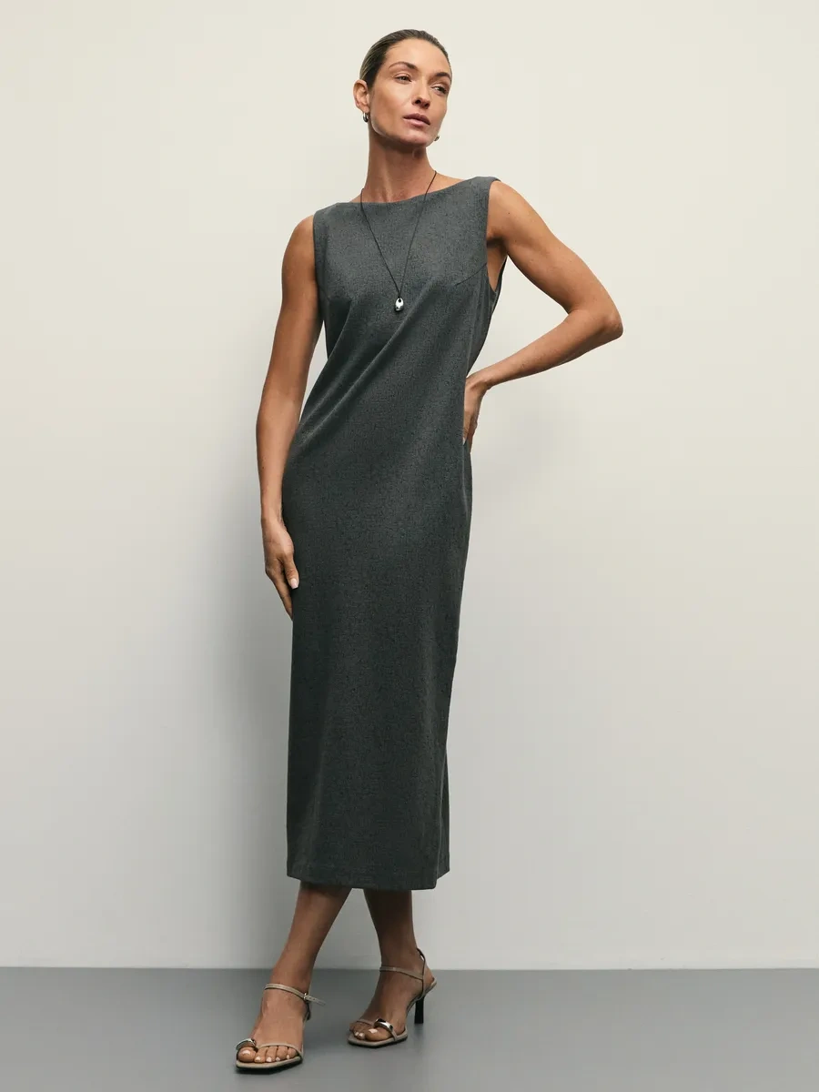 Zarına Geniş Askılı Temel Midi Elbise 338617607 Yeşil