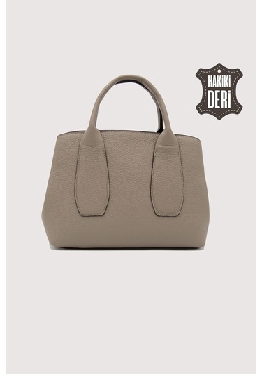 Hakiki Deri Kadın El Çantası Vizon Smr9226 Vizon