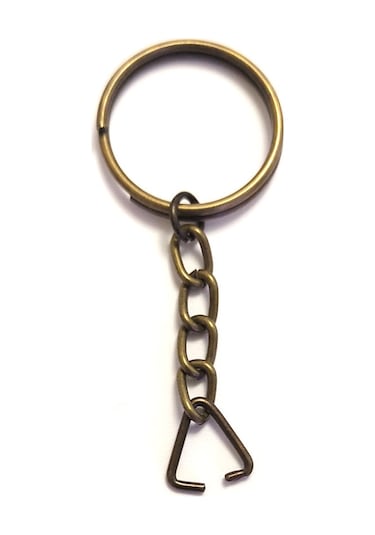 Anahtarlık Halkası, Halka + Zincir + Üçgen, 24mm, Antik, 1 Adet