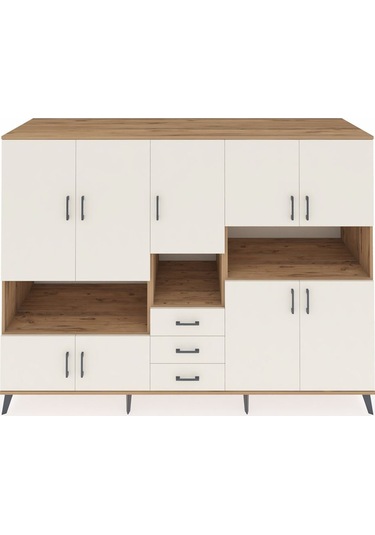 Kronos Dolap 13 Raflı 3 Çekmeceli 9 Kapaklı 220x59x163 Çam-aytaşı Çam-aytaşı