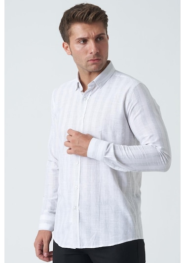 White Stone Armagh Slim Fit G2002 Pamuklu Keten Gömlek Mint-mint Mint