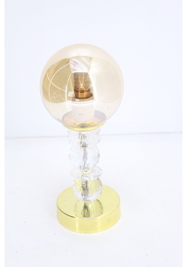 Kristal Taşlı Masa Abajuru Gece Lambası Yatak Başı Lambası Füme