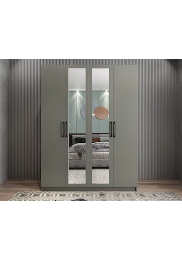 Bevel 4 Kapaklı Gizli Çekmeceli Gardırop F 160 Cm- Montaj Dahil