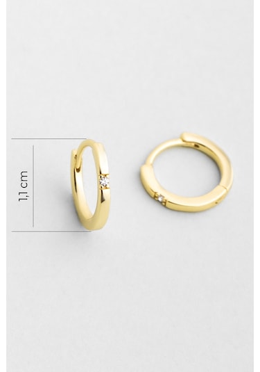 Luna Işıltısı 18 Ayar Sarı Altın Kaplama Gümüş Halka Küpe Sarı