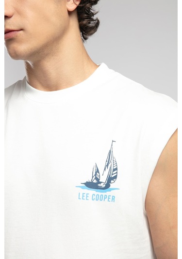 Lee Cooper Carl Erkek %100 Pamuk O Yaka Atlet Ekru-19967 Ekru