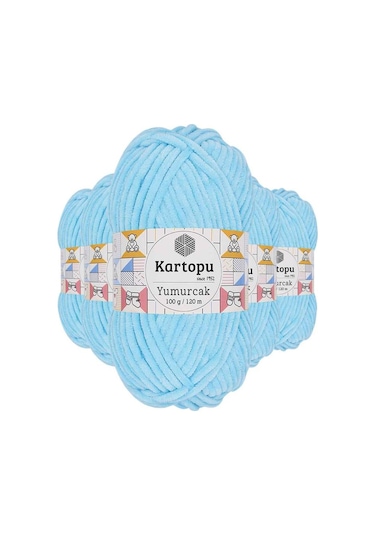 5 Adet Yumurcak Kadife El Örgü İpi Açık Turkuaz K516