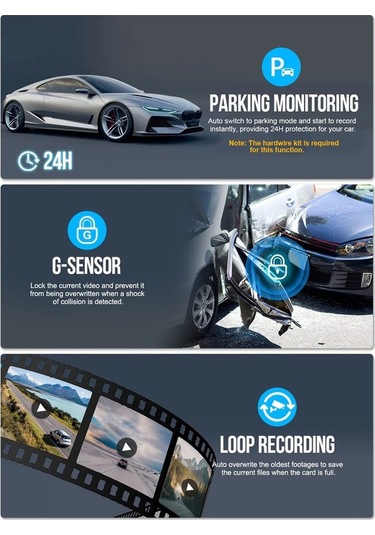 Trendooze Springsun Ön Çizgi Kamerası 1080p Çizgi Kamerası Araç Içi Izleme Kamerası 360 Wifi Si