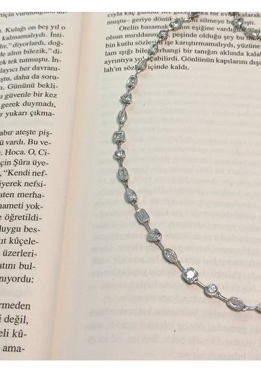 Canka Taşlı İthal Choker Tasma Gümüş Kolye