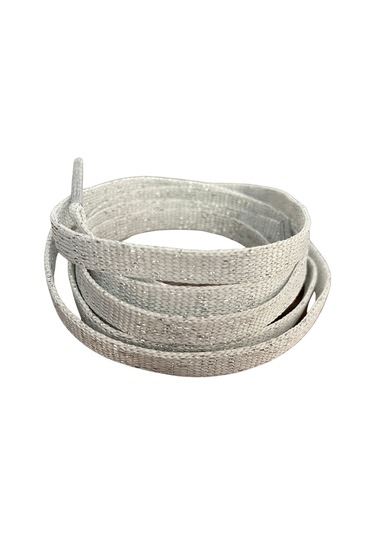 120 Cm Simli Yassı Ayakkabı Bağcığı, Gri Simli, 1 Çift