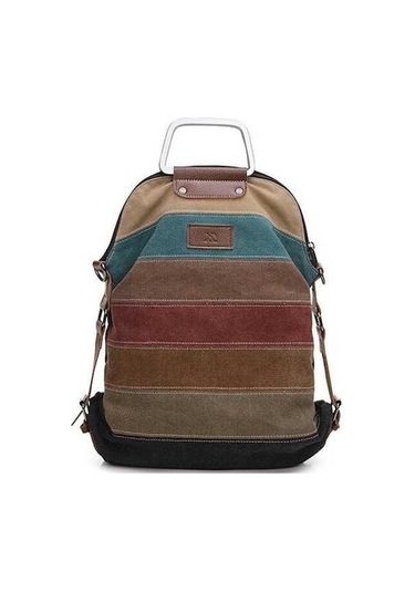 Ankatek Kontrast Gri Tek Omuzlu Kadın Kanvas Sırt Çantası - Büyük Kapasiteli Gri Gri