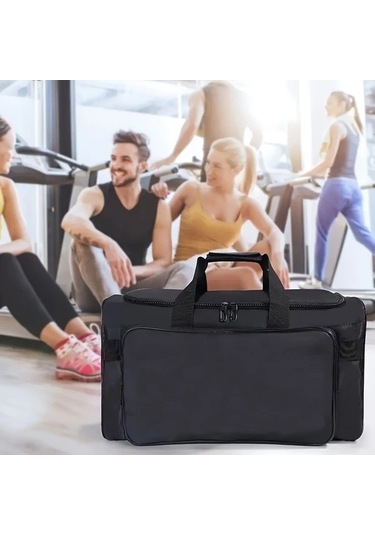 Sandwich Motion003 Büyük Kapasiteli Nylon Seyahat Çantası Spor Ayakkabı Gözlü Sade Siyah Hareketli Kargo Siyah