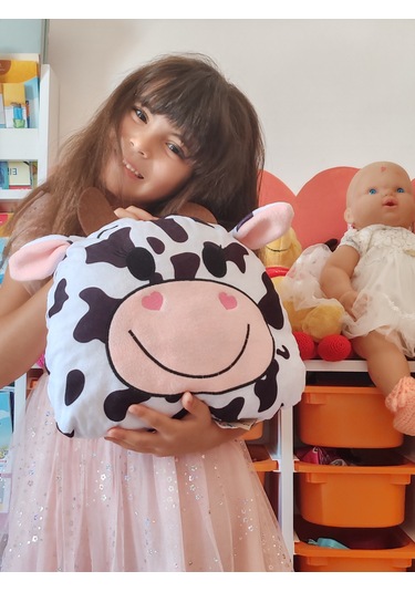 Peluş Yumuşak Oyuncak Ve Yastık - Sevimli Oda Dekoru Ve Uyku Arkadaşı Yıkanabilir İnek Joa