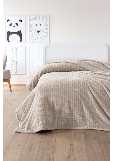Tek Kişilik Wellsoft Battaniye - Yumuşak, Polar, Peluş Battaniye - 160x210 Cm Bej Bej