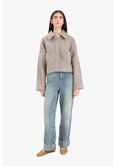 Defacto Regular Fit Polo Yaka Kaşe Mont E8630ax25augr476 Gri