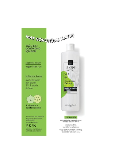 Avon Skin Mat Görünüm Veren Micellar Temizleme Suyu + Tonik 400 ML
