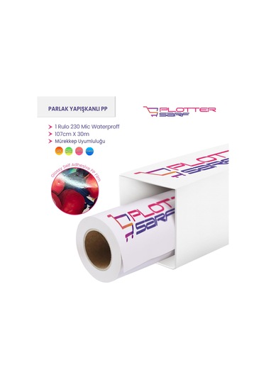 PlotterSarf® Parlak Yapışkanlı Pp Film Waterprof 230mic 107 CM x 30 M